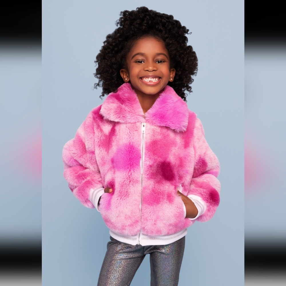Mia New York Pink tie dye fur jacket